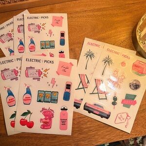 Electric Family Vibrant Sticker Collection - Pink and Blue